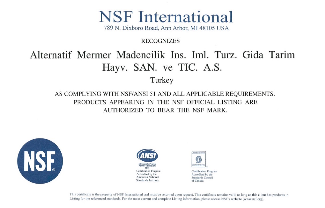 Calisco Certificate Nsf International 02