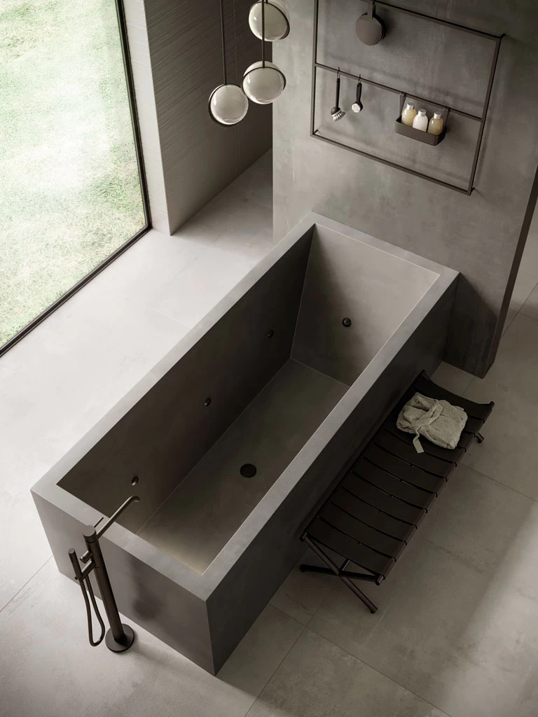 Atlas Plan Concrete Boost Smoke Bathroom Settings Concrete Effect Stoneware Slabs