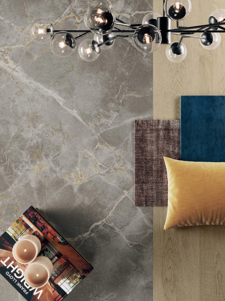 Atlas Plan Fior Di Bosco Deep Grey Marble Effect Large Tile