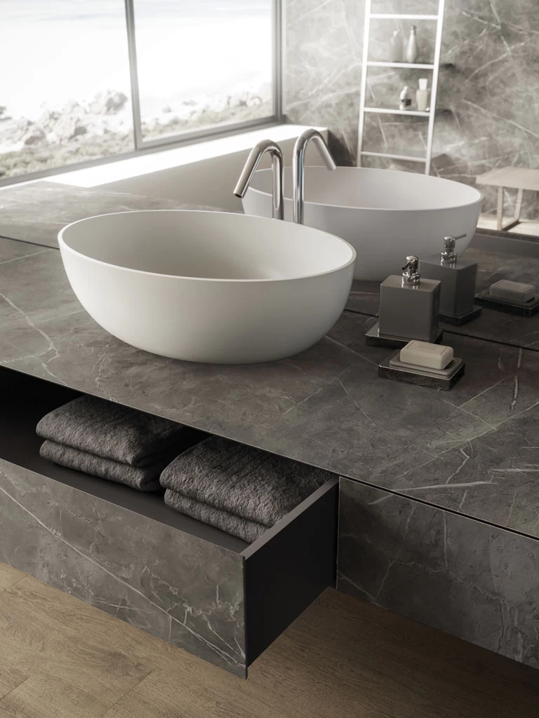 Atlas Plan Grey Stone Ceramic Tiles For Bathroom Furniture Cladding