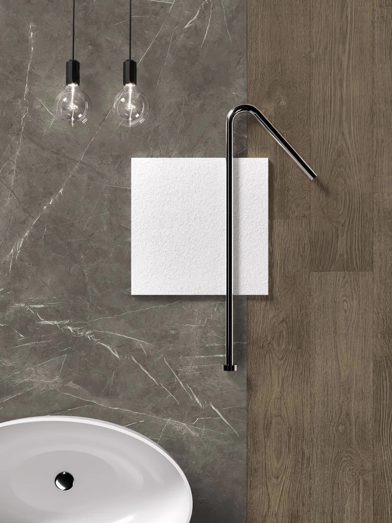 Atlas Plan Grey Stone Marble Effect Porcelain Stoneware For Bathroom